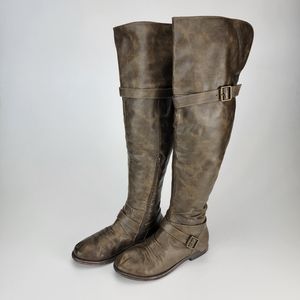 Chase & Chloe Thigh High Flat Boots with Zipper